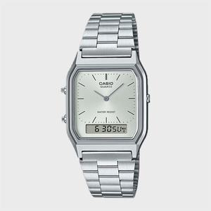CASIO 카시오 AQ-230A-7A 아날로그 듀얼 전자시계 실버