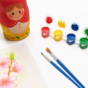 아크릴 물감 12색 세트 붓 포함 미니 acrylic 피포 페인팅 푸어링 아트 패브릭 나무 다용도 활용 색칠 도구