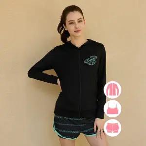 [하프클럽/베이직 엘르]베이직엘르 여성인 후드 집업 래쉬가드 비치반바지 세트 BEL-X21