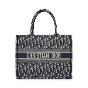 [중고명품] 네이비 오블리크 북 토트 미듐 토트백