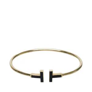 [중고명품] 블랙 오닉스 옐로우 골드 18K T 와이어 팔찌