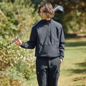 [챌린저](대전신세계)남성 트윌저지 밍크본딩안감 반집업 아노락 블랙