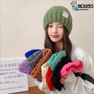 여자 겨울 비니 꽈배기 골지 니트 숏비니 모자