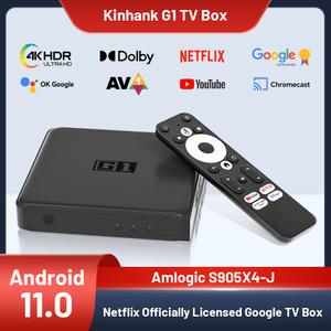 셋톱 박스 KINAHNK G1 스마트 TV 넷플릭스 구글 안드로이드 11 시스템 돌비 비전 및 오디오 AV1 와이파이 6 4K 60fps