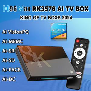 셋톱 박스 AV1 8K H96 Max AI TV OS14 8 코어 CPU RK3576 지지대 슈퍼 해상도 Wifi6 BT5
