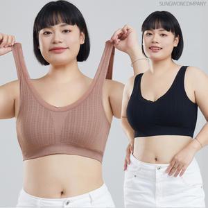 이너퀸 프리수 여성용 빅사이즈 심리스 무봉제 노와이어 노라인 레이스 햄라인 V넥 U넥 마담 브라 탑 스포츠 브래지어 D컵 E컵 15034심리스탑