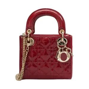 [중고명품] 레드 페이던트 레이디  금장 미니 토트백