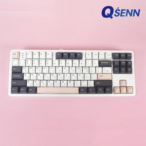 큐센 Q87 PBT 풀윤활 가스켓 유무선 기계식 키보드 화이트 하이무 저소음 바다소금