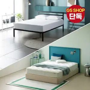 [지누스침대][SS] 1500H 블랙 침대SET / 그린티 에어 하이브리드 25cm 침대 세트 프레임 슈퍼싱글
