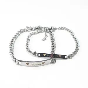 써지컬스틸 남여 커플 팔찌 데일리 스테인레스 스텐 팔찌세트 레이저각인