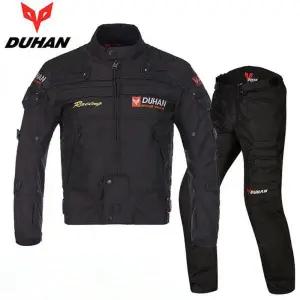 오토바이 방한 복 바이크 겨울 열선 발열 온열 DUHAN-오토바이 자켓 바지 세트 가을 보호 장비 남성 모토크