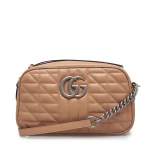 [중고명품] 로즈 베이지 마틀라세 GG 마몬트 스몰 크로스백