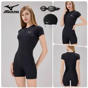 [미즈노] 여자 실내 수영복세트 3부 아쿠아로빅 수경 수모 원피스 강습용 여성 반팔