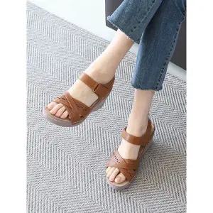 [하프클럽/]크로스 벨크로 웨지샌들 7cm_25S250