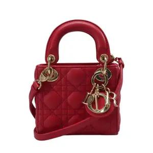 [중고명품] 레드 레이디  금장 마이크로 토트백