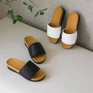 여자 사무실 실내화 퀄팅 오픈토 푹신한 슬리퍼