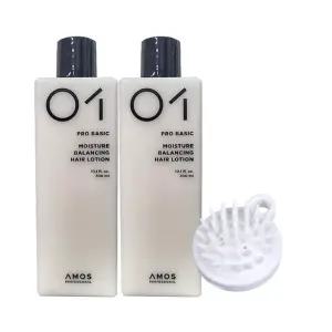 아모스 모이스처밸런싱 헤어로션 300ml 2개+샴푸브러쉬