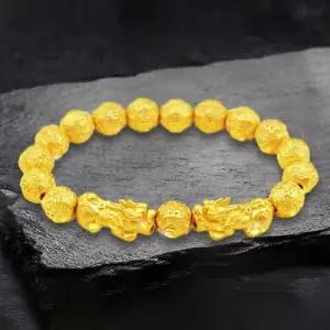 [지와이] 1+1 팔찌 24k 도금 비휴 염주 팔찌 사업운 금전운 액막이 육자진언 남자 여자 재물 소원 변색없는