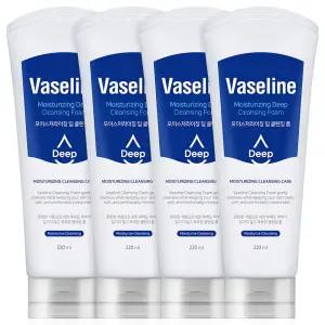 바세린 모이스처라이징 딥 클렌징폼 220ml 4개 대용량 미세 버블