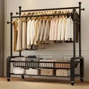 우아플레이스 이동식 수납 튼튼한 트롤리 행거 2단 1200