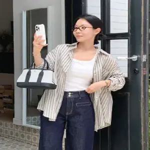 차코니 스트라이프 포켓 오버핏 셔츠 (one color)