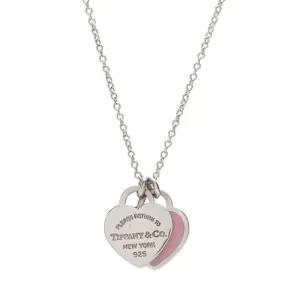 [중고명품] 핑크 실버 925 리턴 투 티파니 더블 하트 미니 목걸이