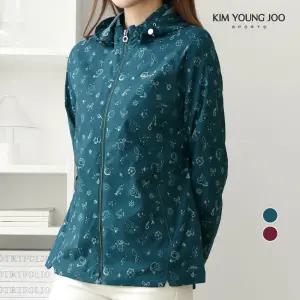 김영주스포츠 여성 봄 가을 바람막이 자켓 패션 후드 스판 골프점퍼 등산 캠핑 데일리자켓 KRWJ6275