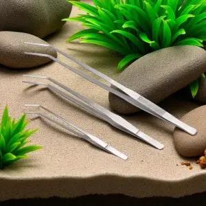 고품질 어항 꾸미기 수초 심기 핀셋 곡선형 청소 집게 음성수초 (WFJX9UC)