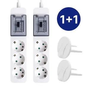 2개세트 코니야 국산 멀티탭 고용량 배선차단 3구 4.5M 화이트 에어컨 고전력