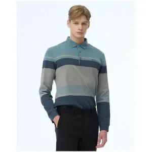 [닥스골프] 남성 블루 컬러블록 면 긴팔 폴로 티셔츠 WGTS3D104T2 773429