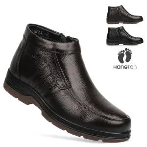 행텐 남자 겨울 방한화 천연가죽 털 안감 남성 부츠 따뜻한 지퍼 캐주얼 컴포트화