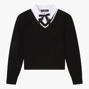 [롯데백화점]더데이걸즈 블랙 셔츠 카라 스웨터티셔츠TGKA24W04