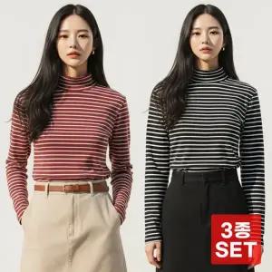 [시노코] 여성 스트라이프 목폴라 티 3종 WA24T402