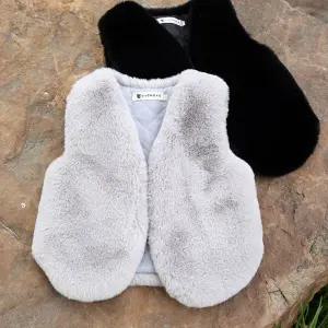 아동 밍크퍼 털조끼 80~150 부드러운 기모 여아 주니어 5색상 누빔 퀼팅 안감 따뜻한 조끼