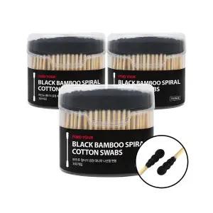 파인듀 검정 대나무 나선형 면봉 300입 x 3개