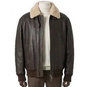 [롯데백화점]지이크 F/W 럭셔리 무스탕 세미오버핏 레더 자켓 브라운 PHG9005