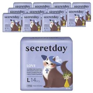 시크릿데이 러브 피부자극없는 생리대 날개형 대형 14개입 12개