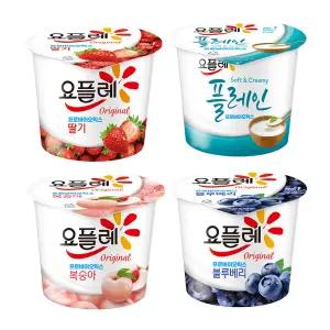 빙그레 요플레홈 180g12개 딸기 복숭아 블루베리 플레인 요거트 아침대용 대용량요거트