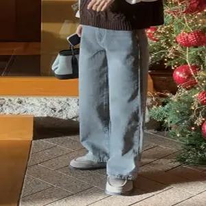 72387 그레이시 기모 와이드 일자핏 데님 (2color)