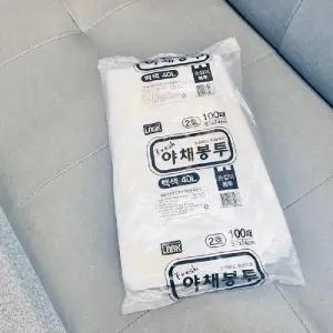 손잡이 야채봉투 40L 백색 100매/쓰레기/봉투/대용량/비닐/재활용/업소용/비닐백/가정용/강력/건물용/고강