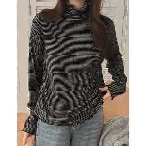 [공구우먼] 블리티 스트라이프 레이어드 기모 폴라 티셔츠 85684 빅사이즈 여성의류