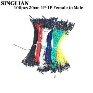 듀폰 라인 여성 남성 헤드 브레드보드 연결 와이어 M-F M-M 컬러 점퍼 케이블 1P-1P 20cm 로트 당 100 개