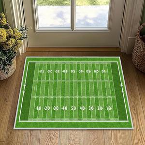 그린 러그 2x3 워셔블 에어리어 러그, 풋볼 필드 아메리칸 스포츠 잔디 게임 팀 대회, 초박형 소프트 작은 던지기 카펫 미끄럼 방지 실내 도어 매트 입구 침실 욕실용