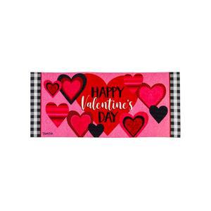 에버그린 해피 발렌타인 데이 하트 사사프라스 스위치 매트 인서트, 교체 가능한 현관문 야외 출입구, 현관문용 실내문 매트, 22 x 10 인치 도어 인서트