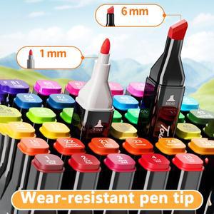 24/60개입 양면 마커 펜 세트 드로잉 스케치용 유성 팁 그래피티 만화 학교 미술 용품 아트