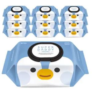 슈퍼대디 청정 제주산 녹차수 알로에베라잎 추출물 엠보원단 아기물티슈_캡형 80매10팩