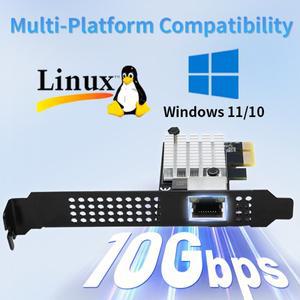 RTL8127 칩 10G 이더넷 네트워크 카드 1포트 PCIe 4.0 X1 10Gs RJ45 랜 PXE 멀티 기가비트 속도용