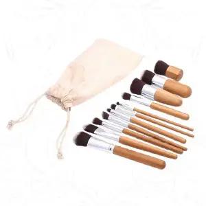 우드 메이크업 브러시 세트 화장솔 파운데이션 아이섀도 립 전용 파우치 포함