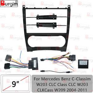 메르세데스 호환 벤츠 호환 C 클래스 W203 CLC CLK 용 자동차 라디오 프레임 9 인치 스테레오 패널 하네스
