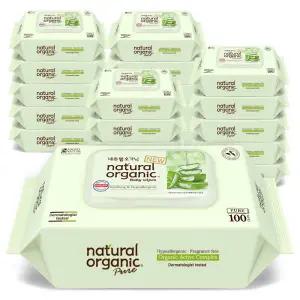 네츄럴오가닉 물티슈 퓨어 플레인 스마트캡형100매 20팩 아기물티슈 {QHJ}